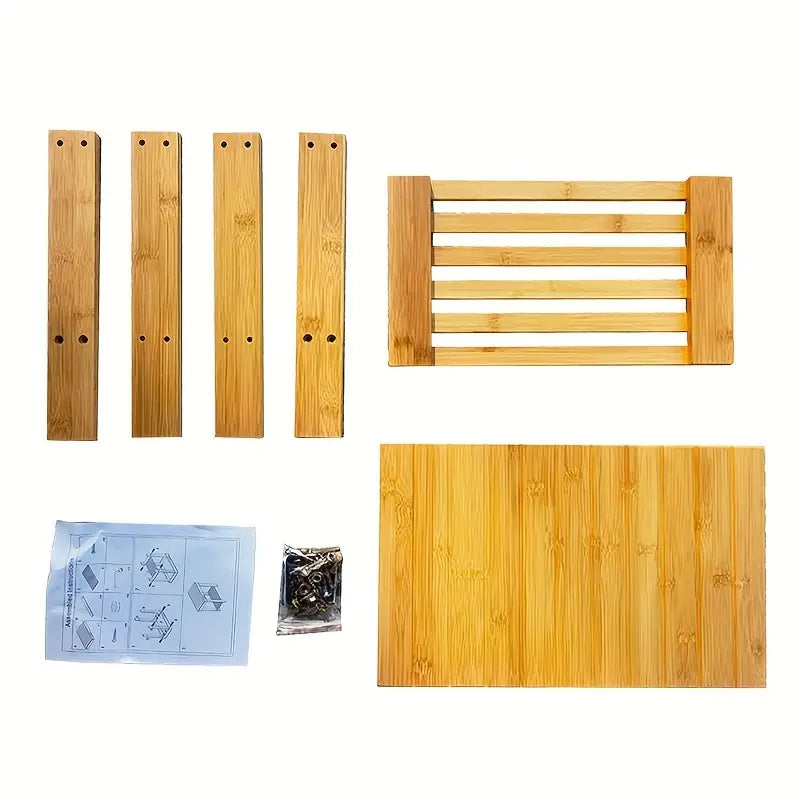 1 pc Bamboo Gardening Work Bench - Sturdy, Natural Color-1