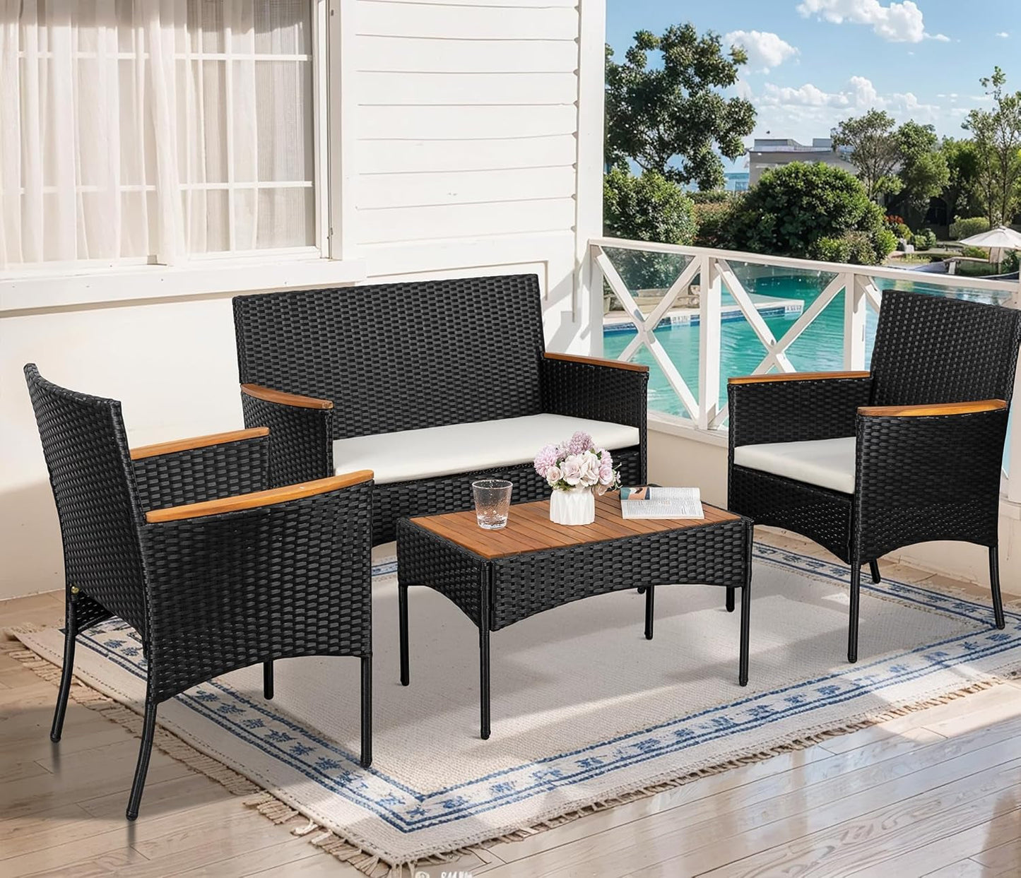 Outdoor Wicker Patio Furniture Set with Cushions-1