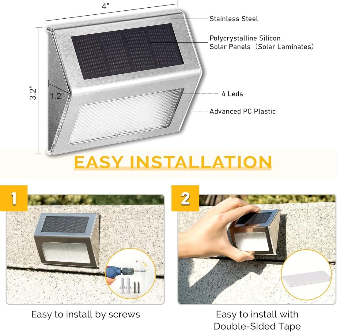 Stainless Steel Solar Step Lights Set-2