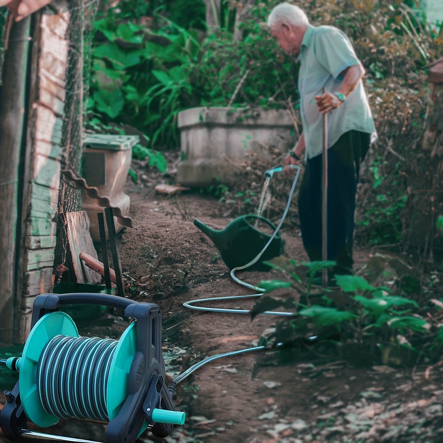 Garden Hose Reel Set with Spray Gun-2
