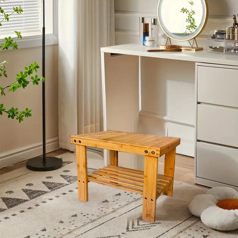 1 pc Bamboo Gardening Work Bench - Sturdy, Natural Color-4