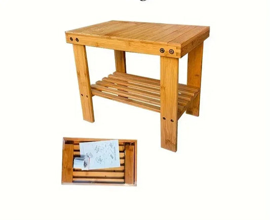 1 pc Bamboo Gardening Work Bench - Sturdy, Natural Color-0