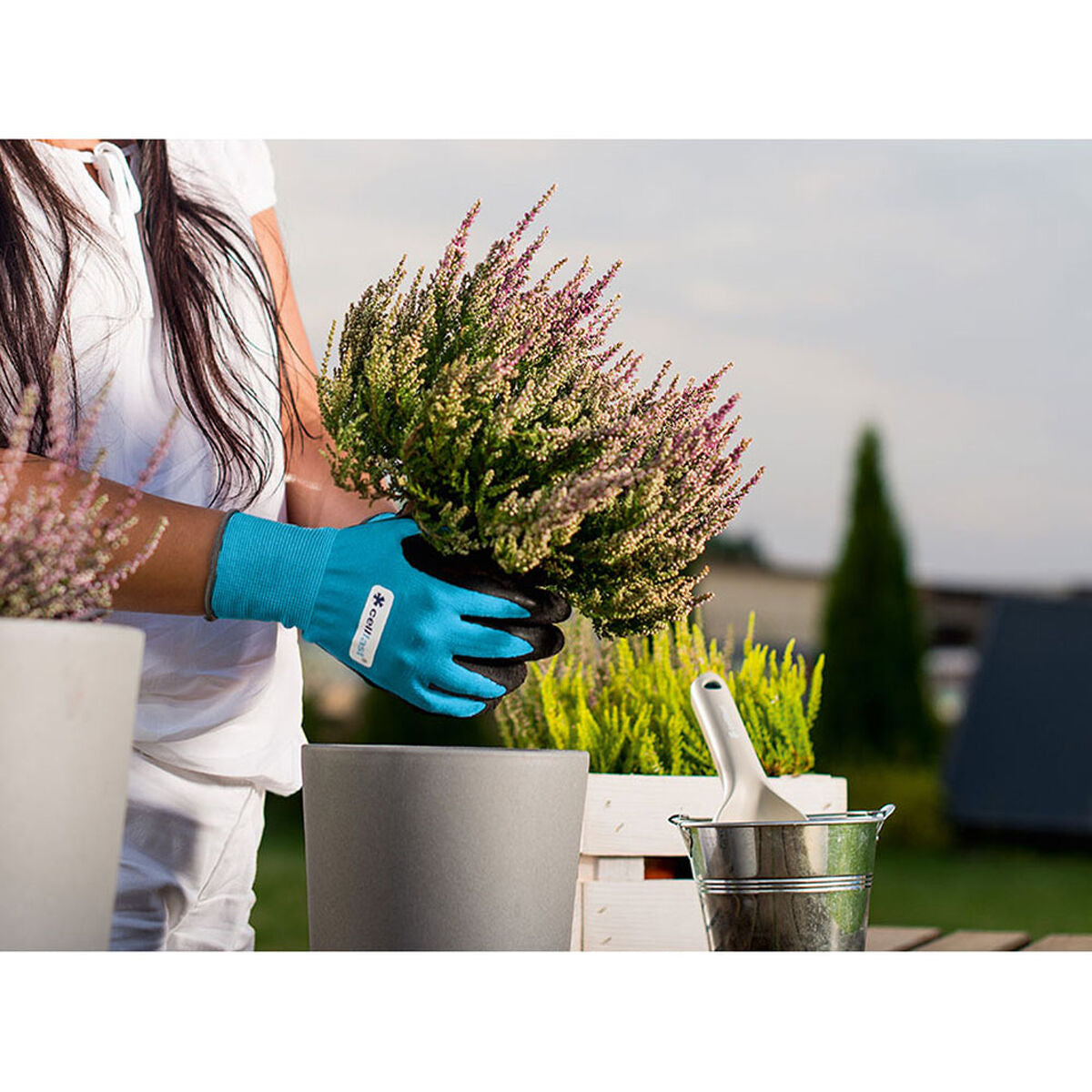 Gardening gloves Cellfast Blue Natural rubber M 8-1